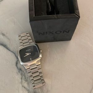 Nixon watch, unisex, silver and black